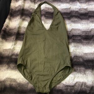 Olive Green Halter Bodysuit SMALL